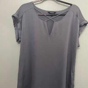 Express Silver Cap Sleeve Cut Out Blouse